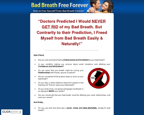 Bad Breath Free Forever – The 100% Natural Remedy For Bad Breath! – Health & Fitness