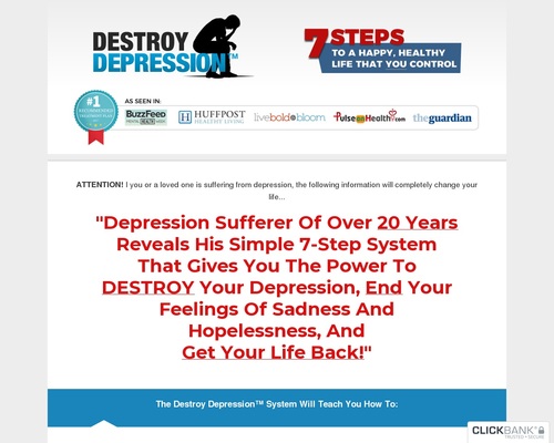 Destroy Depression ™ – $100 New Aff Bonus – Health & Fitness