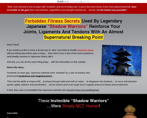 Forbidden Fitness Secrets Used By Legendary Japanese “Shadow Warriors” Reinforce Your Joints, Ligaments And Tendons With An Almost Supernatural Breaking Point – Health & Fitness