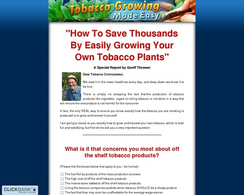 Tobacco Growing Made Easy – How to Grow your Own Tabocco and Roll Smoke at Home – Health & Fitness