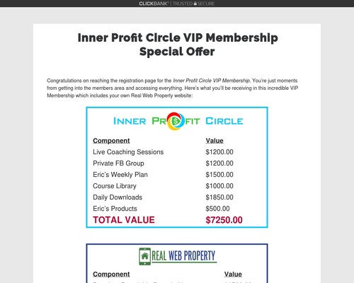 Inner Profit Circle Special Opportunity – Real Web Property – Health & Fitness