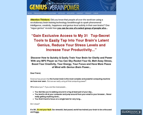 Genius Brain Power MP3 Audio Package – Health & Fitness