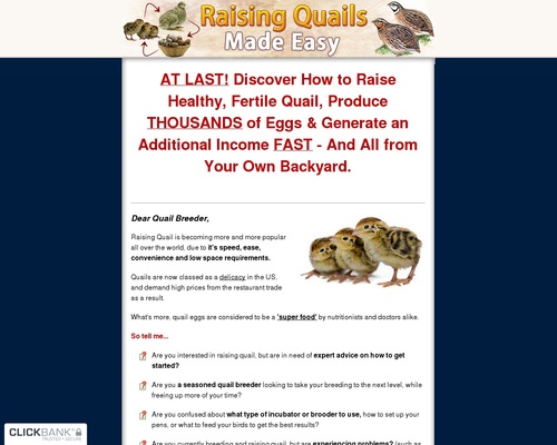 Raising quail Made Easy – Brand New With A 7.39% Conversion Rate! – Health & Fitness
